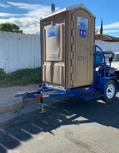 towable porta potty located in a work site in visalia, ca