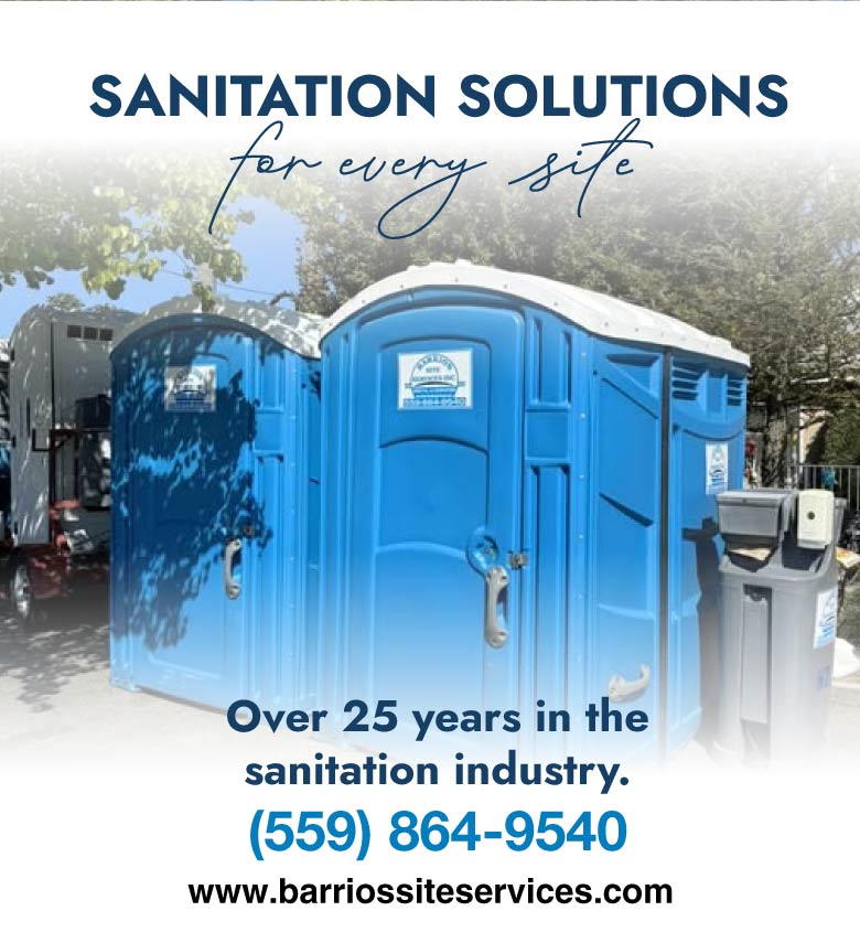 ADA-compliant portable toilet rental with grab bars for accessibility at Fresno 's construction site