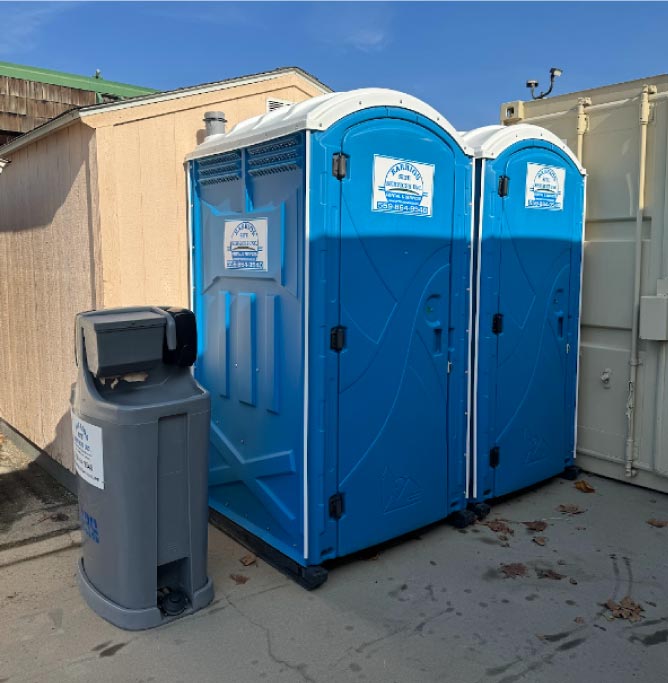 clean and well-maintained Standard Porta Potties in Fresno on a construction site.