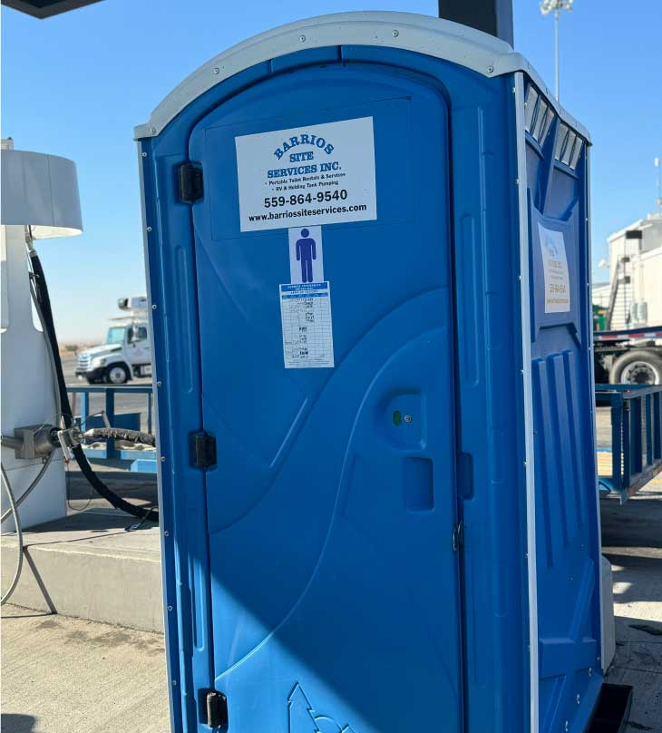 Clean and well-maintained double towable unit ready for rental as a restroom trailer in Fowler for a large outdoor event.